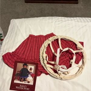 American Girl Red Skirt with Cream Hoop